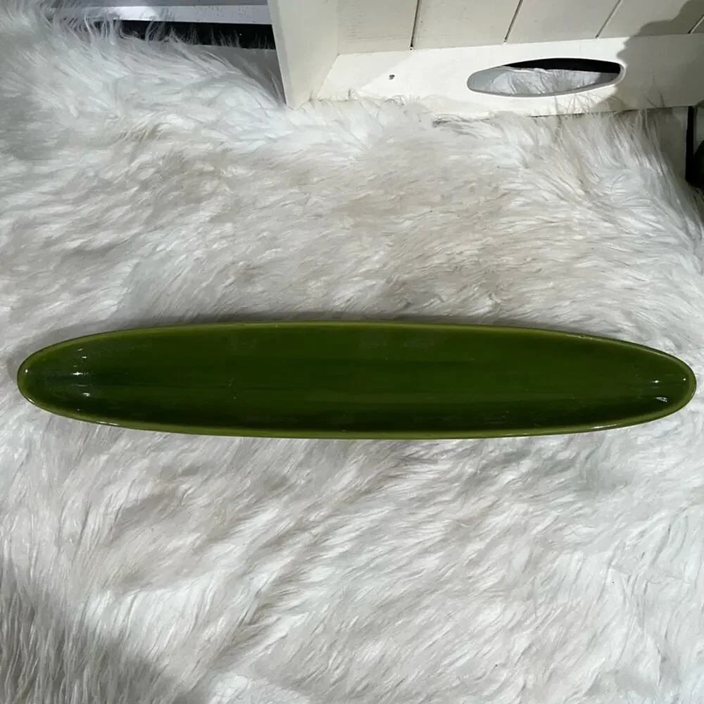 NEW Pier One Ceramic Footed Floating Candle Boat Candleholder Green 18” NWOT